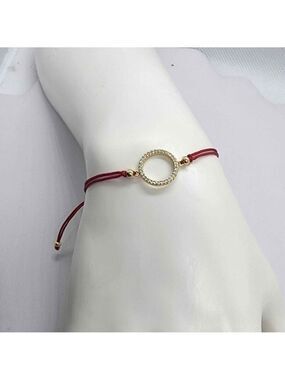 Sterling SIlver 925 Round Design with red string Bracelet